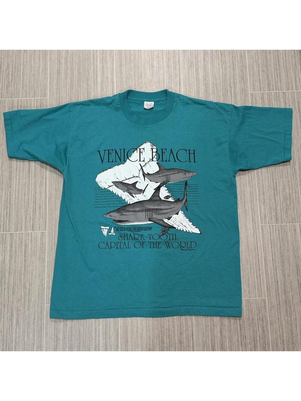 Vintage 90s Mango Single Stitch T Shirt Venice Beach Sharks XL